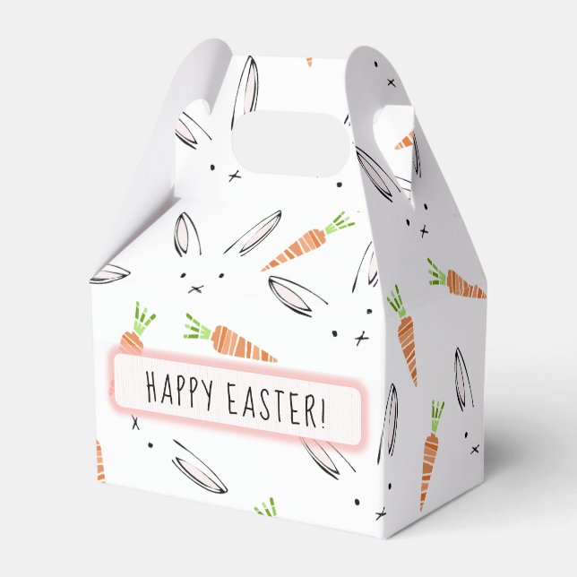 Custom Pink Bunny Rabbit und Carrot Muster Geschenkschachtel (Vorderseite)