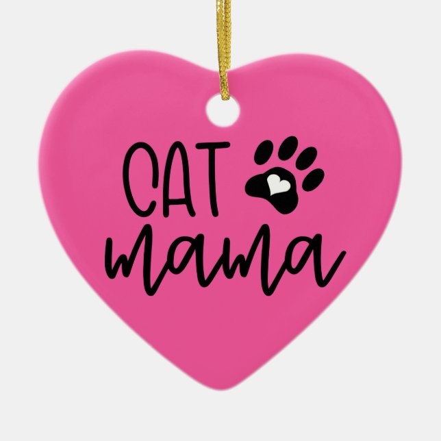 Custom Pink Cat Mama Cat Mama Heart geformt Keramik Ornament (Vorne)