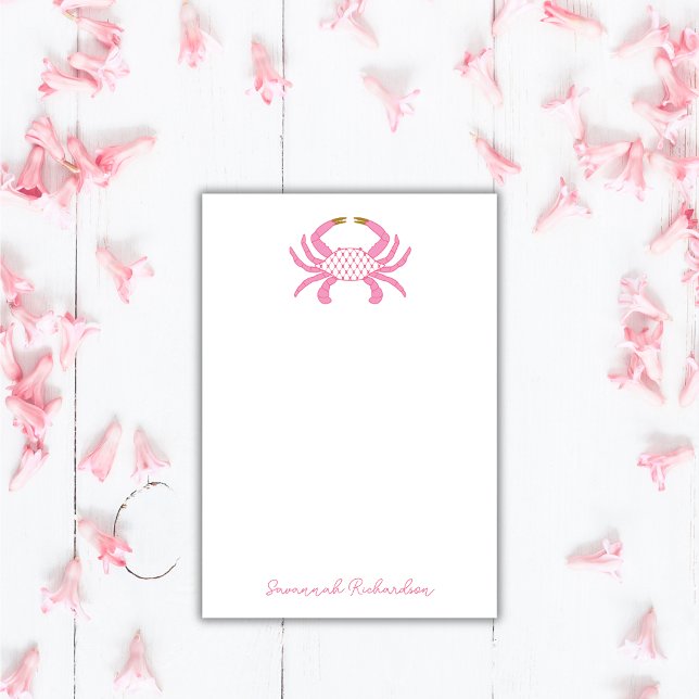 Custom Pink Crab, Coastal Sticky Notes Post-it Klebezettel (Von Creator hochgeladen)