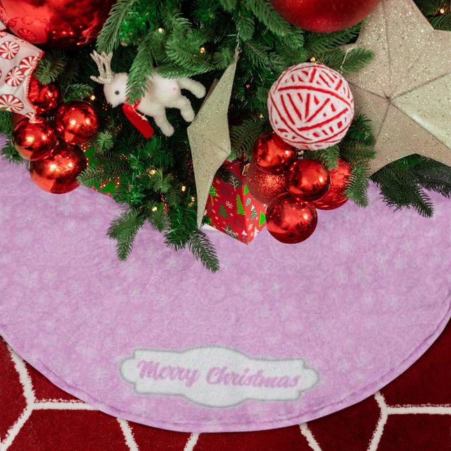 Custom Pink Doodle Weihnachts-Schlitten-Muster Polyester Weihnachtsbaumdecke (Von Creator hochgeladen)