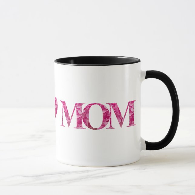 Custom Pink Elegant Blumenherz LIEBE Typografie Tasse (Rechts)