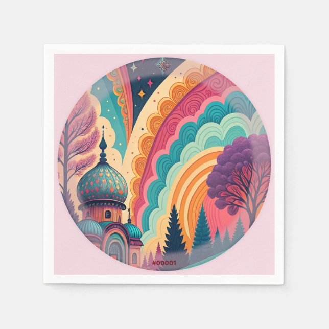 Custom Pink Fantasy Art Paper Napa Serviette (Vorderseite)