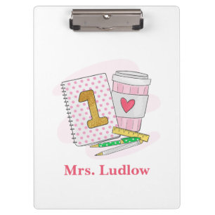 Custom Pink First Grade Teacher School Klemmbrett