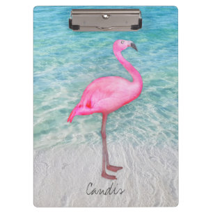 Custom Pink Flamingo Tropical Sandy Beach Modern Klemmbrett