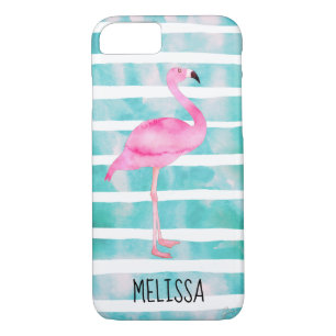 Custom Pink Flamingo Türkis Blue Streifen Case-Mate iPhone Hülle