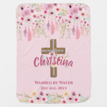 Custom Pink Floral Boho Girls BAPTISM CHRISTENENIN