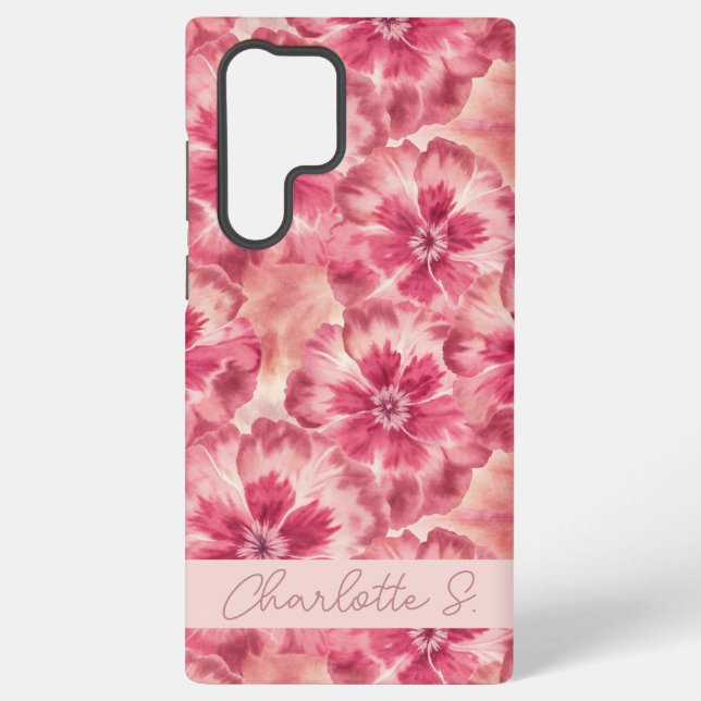 Custom Pink Floral Coquette Samsung Galaxy Hülle (Rückseite)