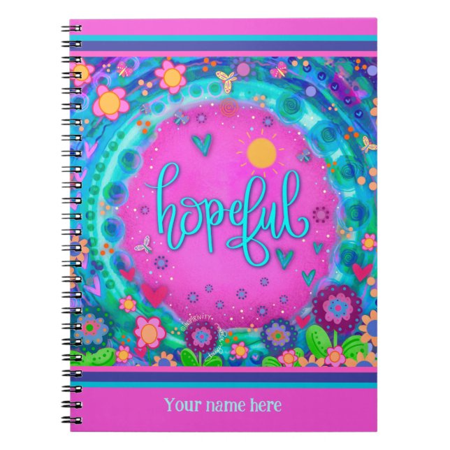 Custom Pink Floral Hearts Hoffentlich Spaß farbenf Notizblock (Vorderseite)