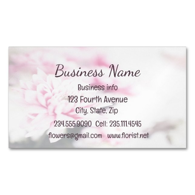 Custom Pink Florist Blume Floral Magnetische Visitenkarte (Vorderseite)