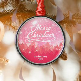 Custom Pink Friedlich Snow Forest Weihnachten Ornament Aus Metall
