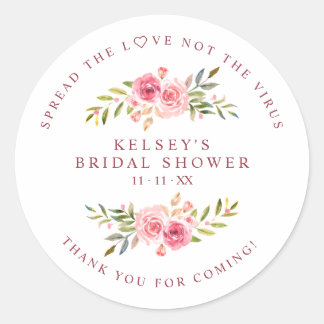 Custom Pink Garland Wreath Bridal Shower Sanitizer Runder Aufkleber