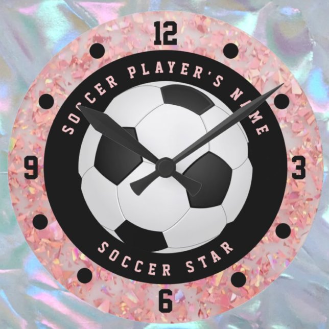 Custom Pink Girls Fußball Fußball Runde Uhr (Von Creator hochgeladen)