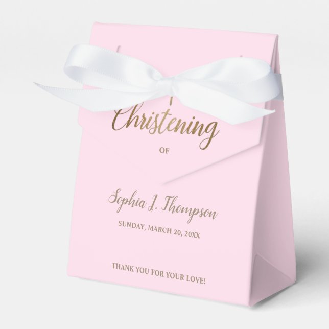 Custom Pink gold cross Christening Danke Geschenkschachtel (Vorderseite)