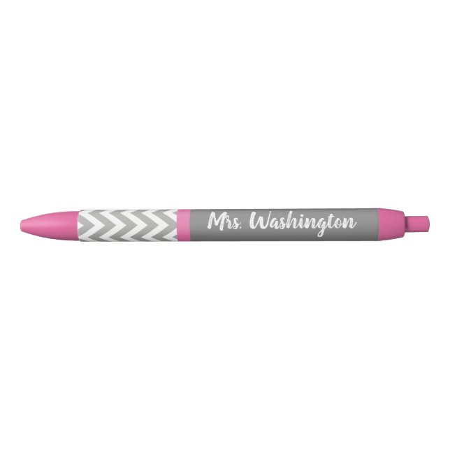 Custom Pink Gray Teacher's Writing Pen Geschenk Kugelschreiber (Vorderseite)