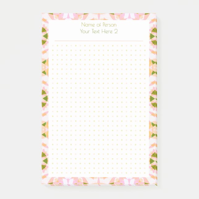 Custom Pink Green Dot Grid Student Geschenkplaner Post-it Klebezettel (Vorderseite)