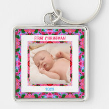 Custom Pink Green Jolly Festive Weihnachts-Foto