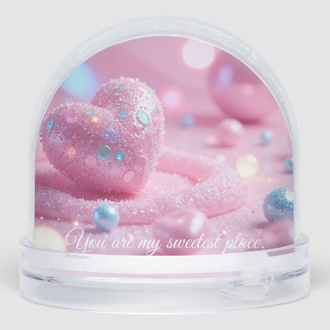 💖Custom Pink Heart Snow Globe –Romantic Gift Idea Schneekugeln (Rückseite)
