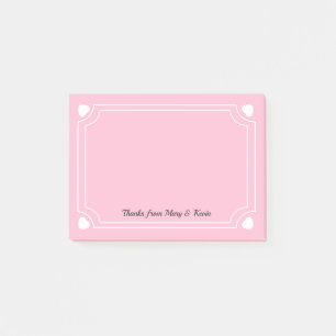 Custom Pink Hearts Line Romantisches Hochzeitspaar Post-it Klebezettel