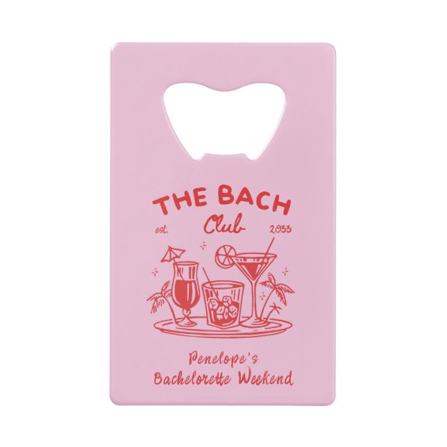 Custom Pink Junggeselinnen-Abschied Gefallen Flasc Geldbeutel Flaschenöffner (Vorderseite)