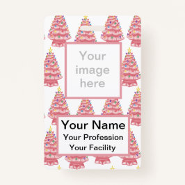 Custom Pink Keramik Xmas Trees Abzeichen Ausweis