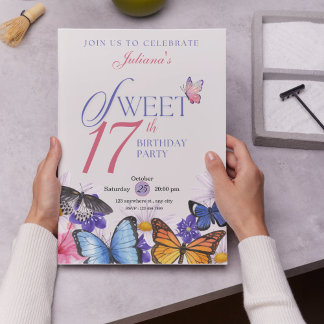 Custom Pink & Lavender 17. Geburtstag Einladungen