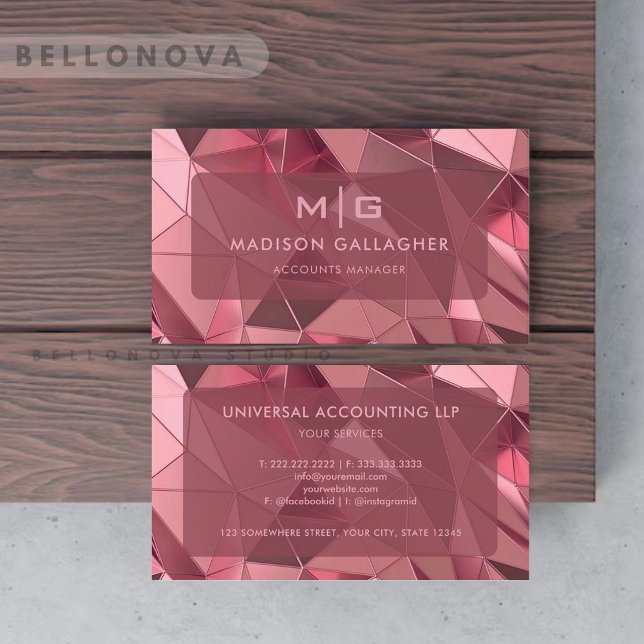 Custom Pink Lila Diamond Abstrakt Beruflich Visitenkarte (Custom Pink Purple Diamond Abstract Professional Business Card)