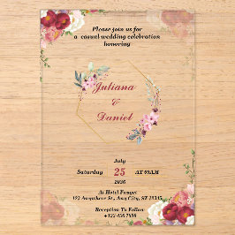 Custom Pink Moderne Akryllische Hochzeitseinladung Acryleinladungen