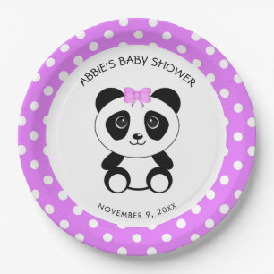 Custom Pink Panda Bear Baby Shower Paper Plate Pappteller