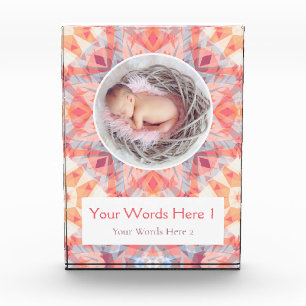 Custom Pink Peach Star New Baby Girl Tochter Gesch Fotoblock
