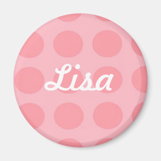 Custom Pink Polka Dot Magnet (Vorne)