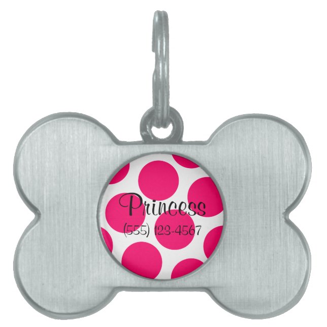 Custom Pink Polka Dot Tag Tiermarke (Vorderseite)