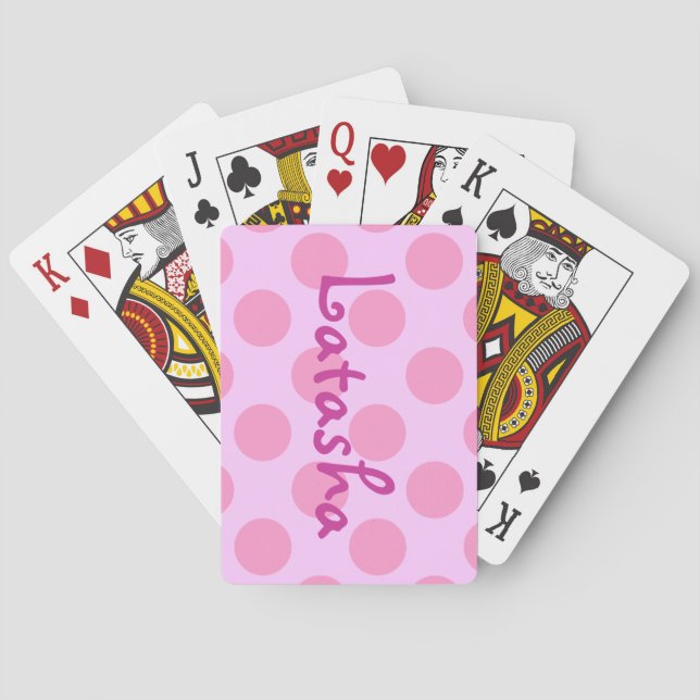 Custom Pink Polka Dots Spielkarten (Rückseite)