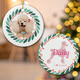 Custom Pink Poodle Silhouette und Foto Ornament