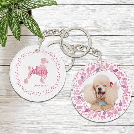 Custom Pink Poodle Silhouette und Foto Schlüsselan Schlüsselanhänger