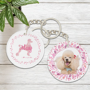 Custom Pink Poodle Silhouette und Foto Schlüsselan Schlüsselanhänger