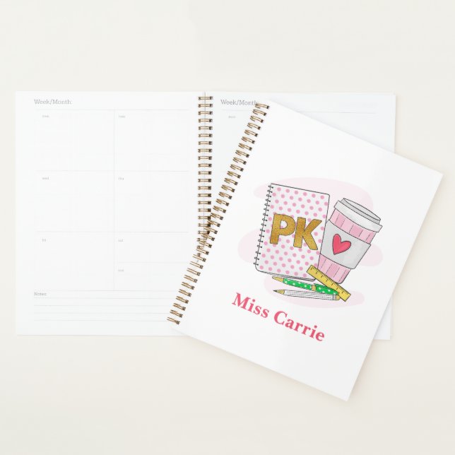 Custom Pink Pre Kindergarten Preppy School Planer (Anzeige)