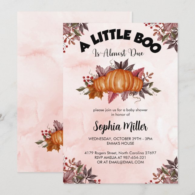 Custom Pink Pumpkin Halloween Kinderdusche für Mäd Einladung (Vorne/Hinten)
