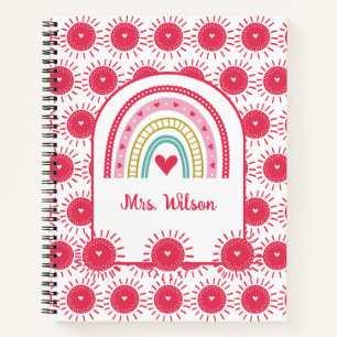 Custom Pink Rainbow School Lehrer Notizbuch