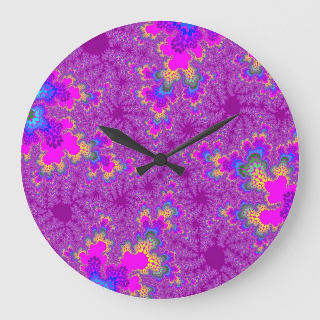 Custom Pink Rainbow Specker Large Round Wall Clock Große Wanduhr (Vorderseite)