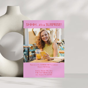 Custom Pink Red Foto Überraschung 30. Geburtstag P Einladung