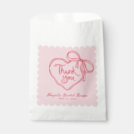 Custom Pink Red Hand gezogen Herz Bow Vielen Dank Geschenktütchen