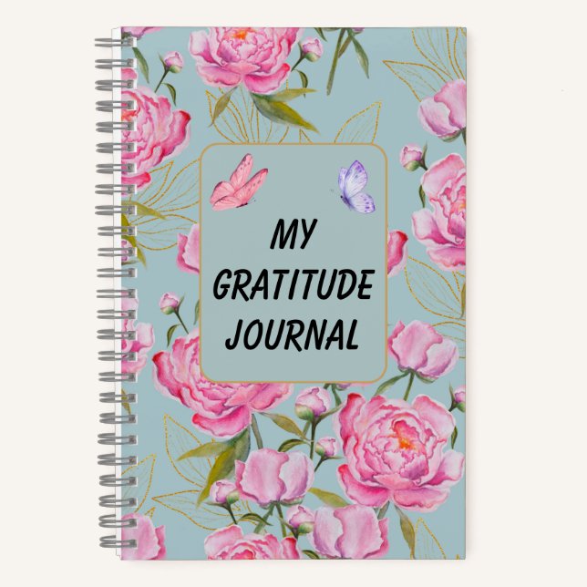Custom Pink Roses Dankbarkeit Notizbuch (Vorderseite)