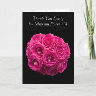 Custom Pink Roses Flower Girl Danke Karte