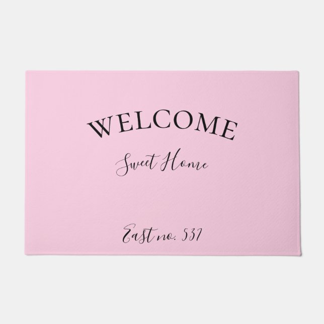 Custom Pink Schwarz Moderne Begrüßungstür Fußmatte (Vorderseite)