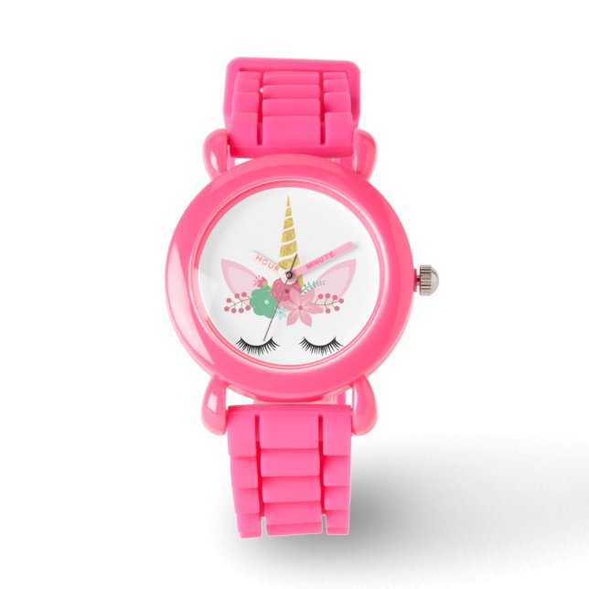 CUSTOM PINK SPARKLE GLITZER UNICORN WATCH ARMBANDUHR (Vorderseite)