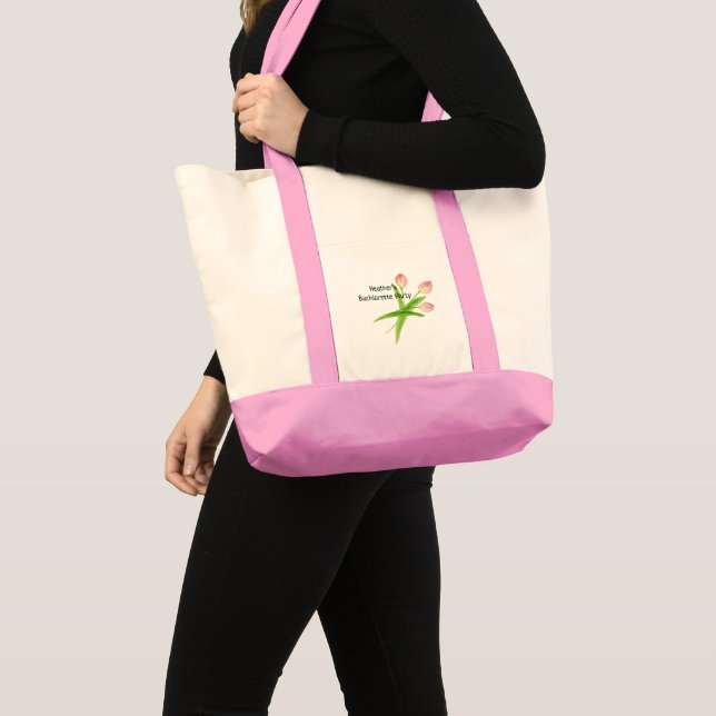 Custom Pink Tulip Bachelorette Tote Bag Tragetasche (Vorderseite (Produkt))