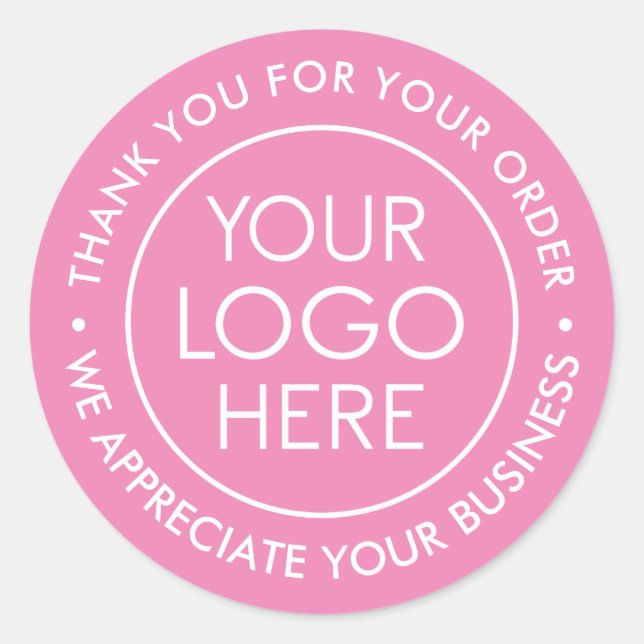 Custom Pink Vielen Dank Aufkleber mit Logo (Vorderseite)