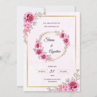 Custom Pink Wedding Invitation | Editable