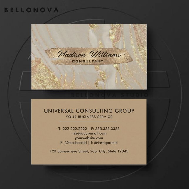 Custom Pink White Gold Glitzer Beruflich Visitenkarte (Custom Pink White Gold Glitter Professional Business Card)