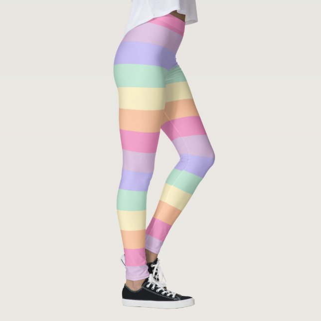 Custom Pink Yellow Blue Green Lila Womens Leggings (Rechts)